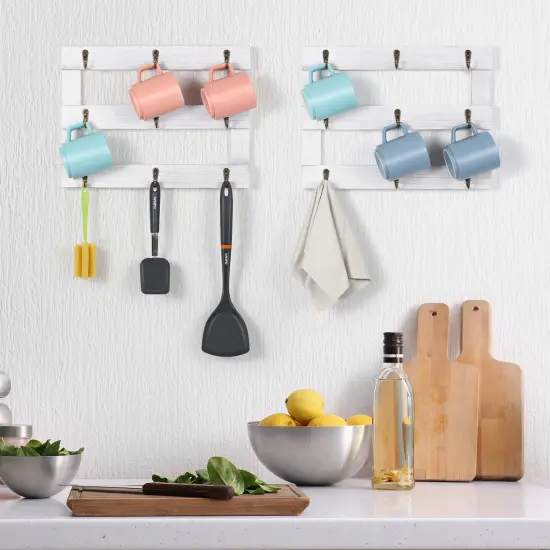 2pcs Three-Tier Wall-Mounted Cup Holder Ornament Organizer White {5}