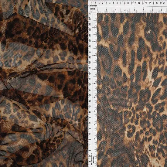 1 Yard Polyester Spandex Mesh Fabric Animal Print Soft Stretch Lightweight 54" Width MOCHA/BROWN {1}