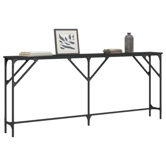 vidaXL Console Table Black 70.9"x9.1"x29.5" Engineered Wood {3}