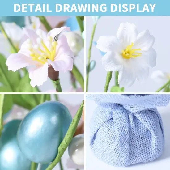 Easter Decorations, 18 Inch Artificial Easter Blue Egg Flower Tree Tabletop Decorations, for Home Party Wedding Holiday Spring Summer Decor. {3}
