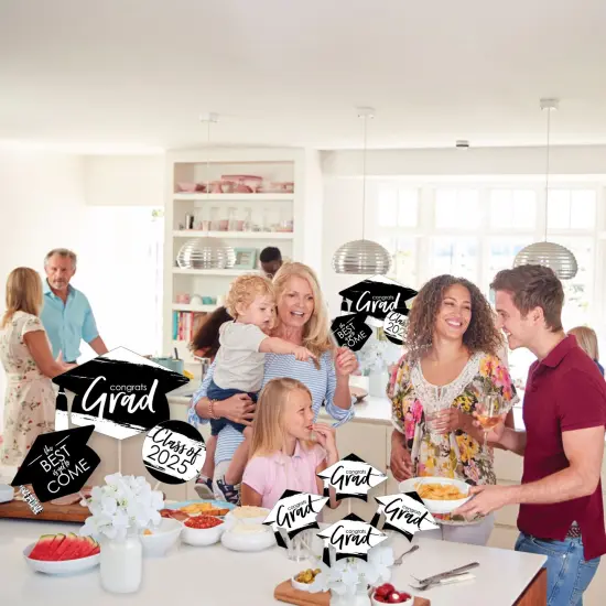 Big Dot of Happiness 2025 Black and White Graduation Party Centerpiece Sticks - Showstopper Table Toppers - 35 Pieces {6}