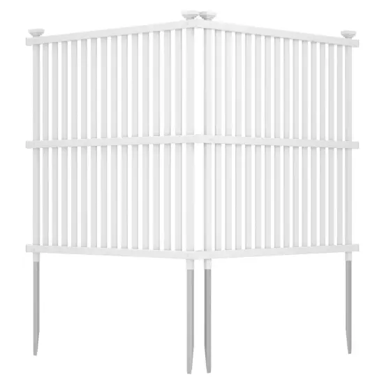 Costway 2/4 Air Conditioner Fence Panels with Metal Ground Stakes No Dig Trash Can Enclosure {7}