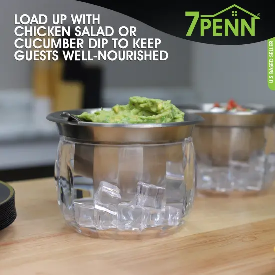 7Penn Cocktail Shrimp Serving Dish with Ice Chamber 2pk - 20oz Stainless Bowl {6}