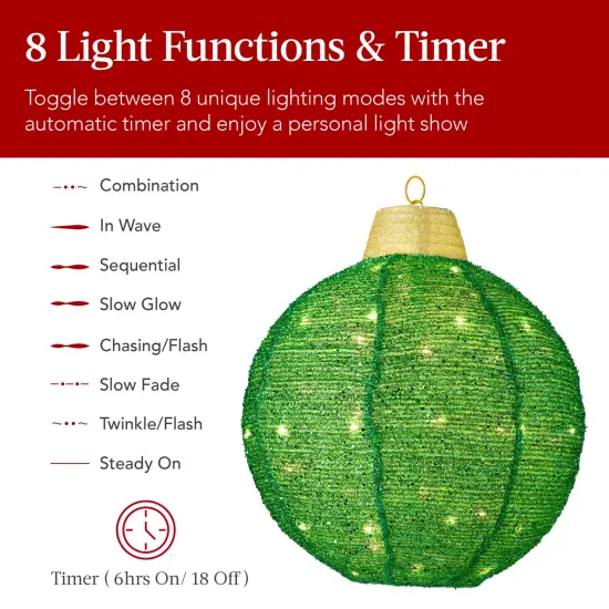 Best Choice Products 3-Piece Hanging Pop-Up Outdoor Christmas Ornaments, LED Lights, 8 Light Functions Green {4}