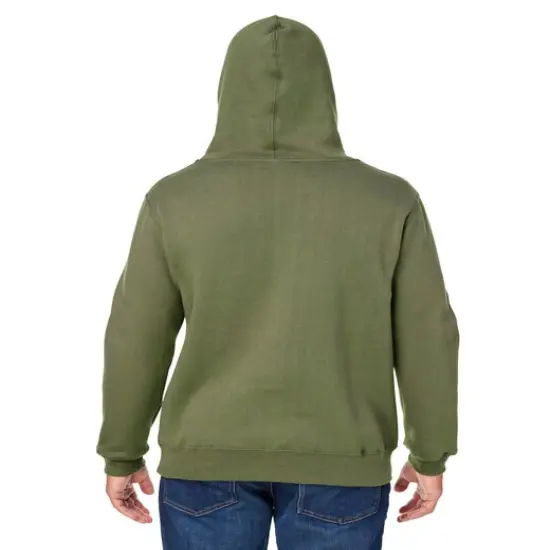 J America&reg; Fleece Pullover Hooded Sweatshirt Military green {7}