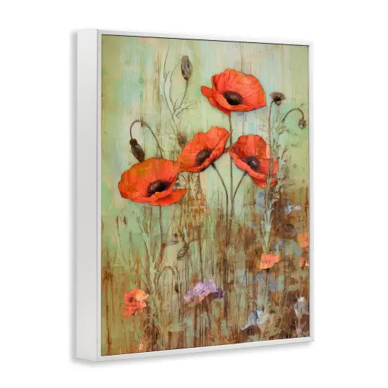 Stupell Industries Rustic Red Poppies Framed Giclee Art White Frame {3}