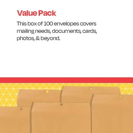 School Smart Kraft Envelope with Clasp, 7-1/2 x 10-1/2 Inches, Pack of 100 {6}