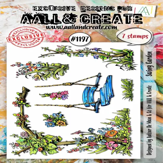 AALL And Create A6 Photopolymer Clear Stamp Set-Swing Garden {1}