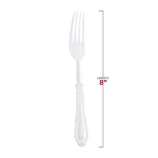 White Baroque Disposable Plastic Dinner Forks (480 Forks) {3}