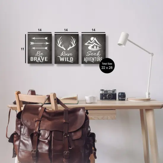 Stupell Industries Rustic Adventure Phrases 3pc Canvas Wall Art Set Design by Ashley Calhoun {3}