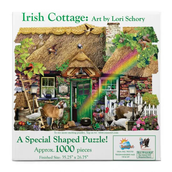 Sunsout Irish Cottage 1000 pc Special Shape Jigsaw Puzzle 90350 {4}