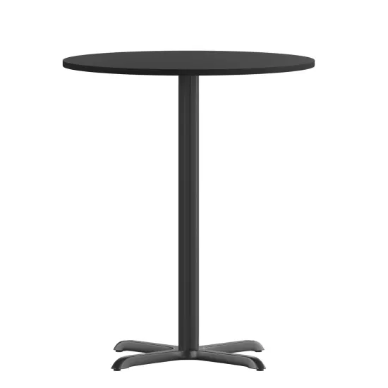 Emma and Oliver 30" Round Laminate Table Top with 22"x22" Bar Height Table Base Black {2}