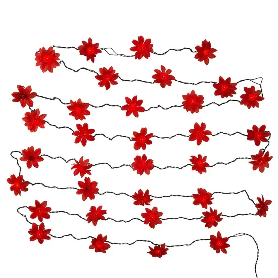Kurt Adler 20-Light Red Poinsettia Light Set {4}
