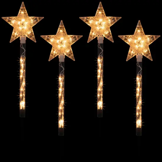 Northlight Lighted Star Christmas Outdoor Pathway Markers - 26" - Set of 4 Clear {4}