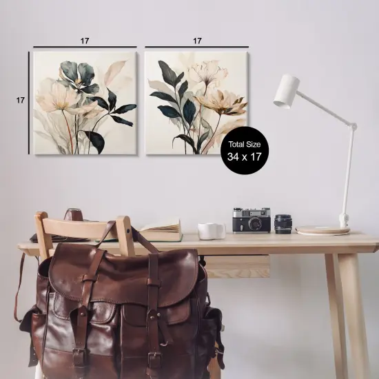Stupell Industries Black & Beige Botanicals 2pc Canvas Wall Art Set Design by Lazar Studio {3}