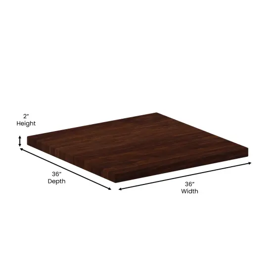 Emma and Oliver 36" Square High-Gloss Resin Table Top with 2" Thick Drop-Lip Mahogany {7}