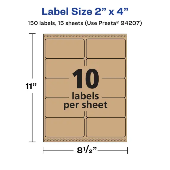 Avery Kraft Brown Rectangle Labels with Sure Feed, 2" x 4" {5}