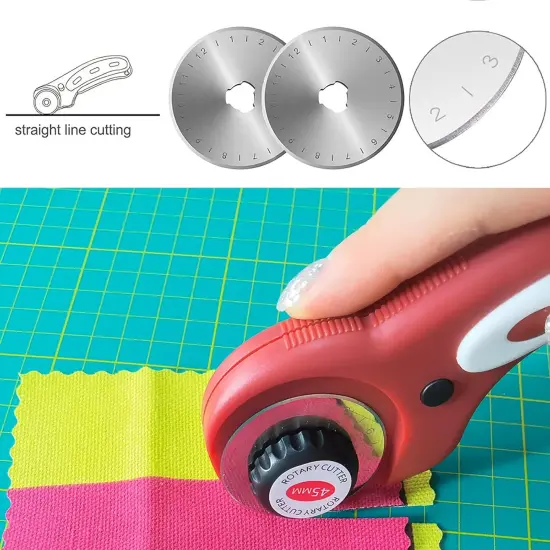 45mm Rotary Cutter Blades, Replacement Blades, Fits Fiskars,OLFA,Martelli,Dremel,Truecut,DAFA, SKS-7,Fabric Cutting Blades Refill for Quilting Scrapbooking Sewing Arts &Crafts, 45mm, 5 Pack(Silver) {3}