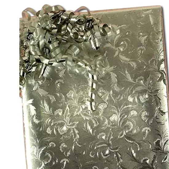 Silver Large Floral Embossed Metallic Wrapping Paper 24" x 417" Roll {3}