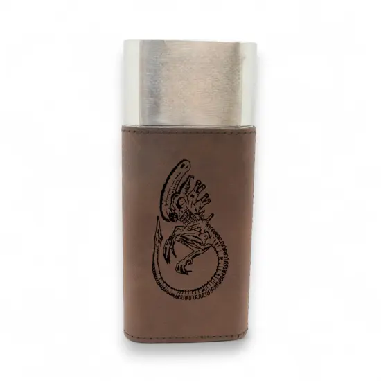 Cigar Case with Cutter - Alien Fossil Leather Black/Silver {4}