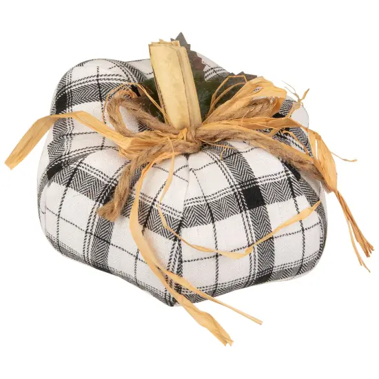 Northlight Plaid Fall Harvest Pumpkin Decoration - 6.5" - White and Black {5}