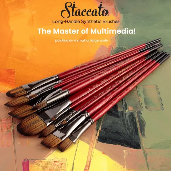 Creative Mark Staccato Synthetic Art Paint Brush - Assorted Filbert Brush Set of 8 - Long Handle, Hand-Crafted Artist Paint Brush Set - Multimedia Fine Art Paint Brushes {5}