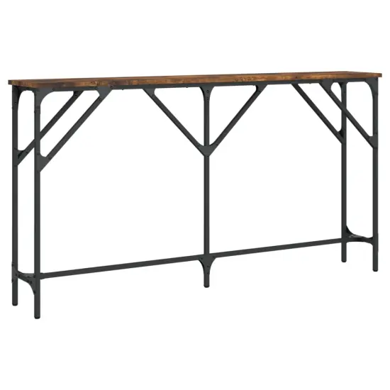 vidaXL Console Table Smoked Oak 55.1"x9.1"x29.5" Engineered Wood {2}