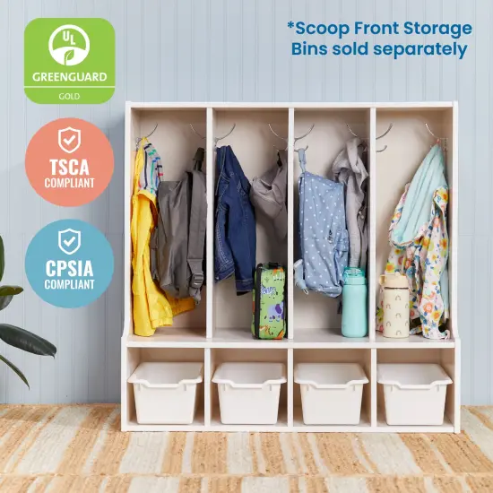 Streamline 4-Section Toddler Coat Locker with Bench White Wash {5}
