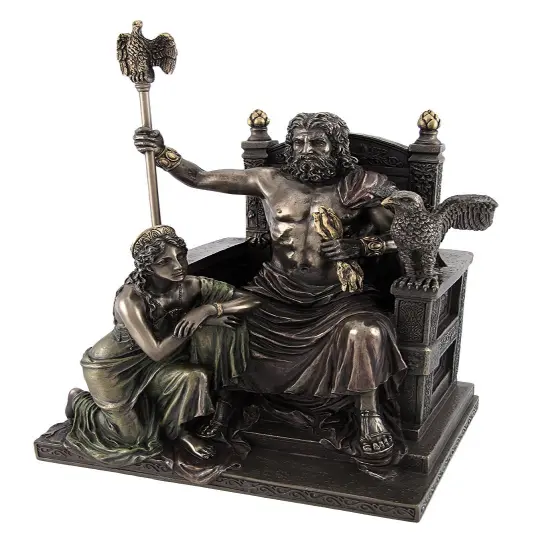 Bronzed Zeus and Hera at the Throne Statue with Colored Accents {1}