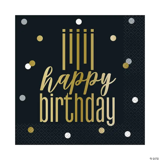 Metallic Happy Birthday Luncheon Napkins 16 Ct {2}