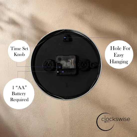 Clockswise Round Quartz Wall Clock Non-Ticking Battery Operated with Silent Sweep Movement, Aluminum Silver Frame, Perfect for Home Kitchen Office Living Room Study Hallway Classroom, Black Face {11}