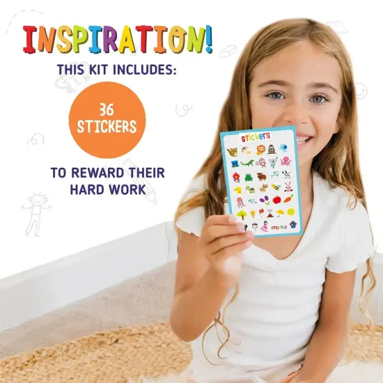 Merka Toddler Learning Kit, Learning ABC, Alphabet, Letters, Colors, Shapes and Numbers, Educational Toys Set with 4 Posters, 58 Flashcards, 1 Practice Book, 36 Stickers, Preschool Homeschool Kit {6}