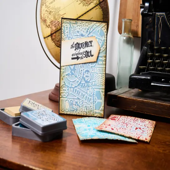 Sizzix Textured Impressions Embossing Folder by Tim Holtz-Vault Airmail {6}