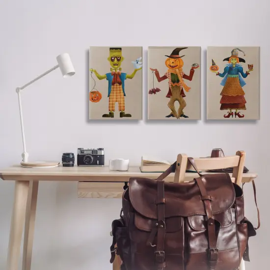 Stupell Industries Fun Halloween Friends 3pc Canvas Wall Art Set Design by Regina Moore {8}