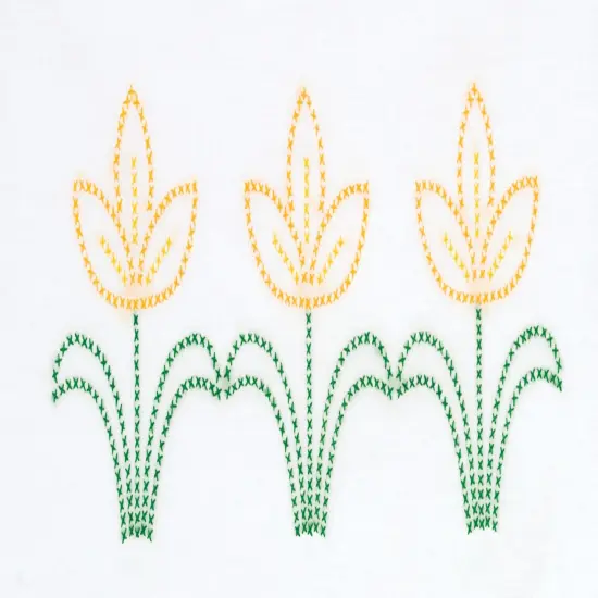 Jack Dempsey Stamped Pillowcases W/White Perle Edge 2/Pkg-Cross-Stitch Tulips {4}