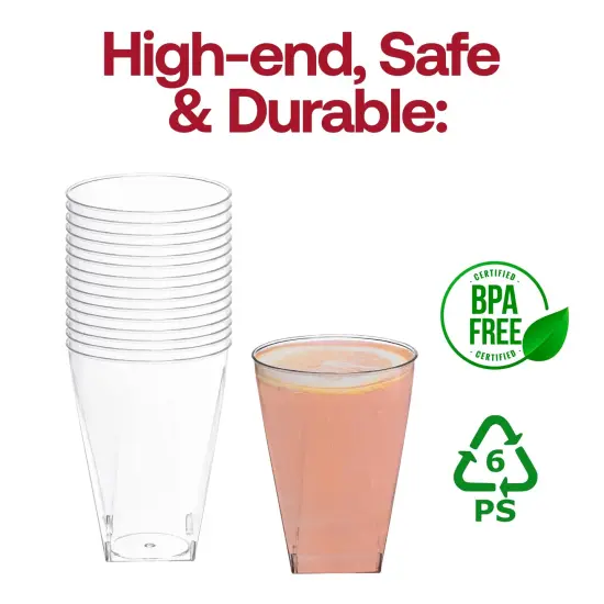 Clear Square Bottom Disposable Plastic Cups - 10 oz. (500 Cups) {4}