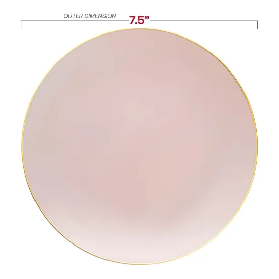 Pink with Gold Rim Organic Round Disposable Plastic Appetizer/Salad Plates - 7.5" (120 Plates) {3}