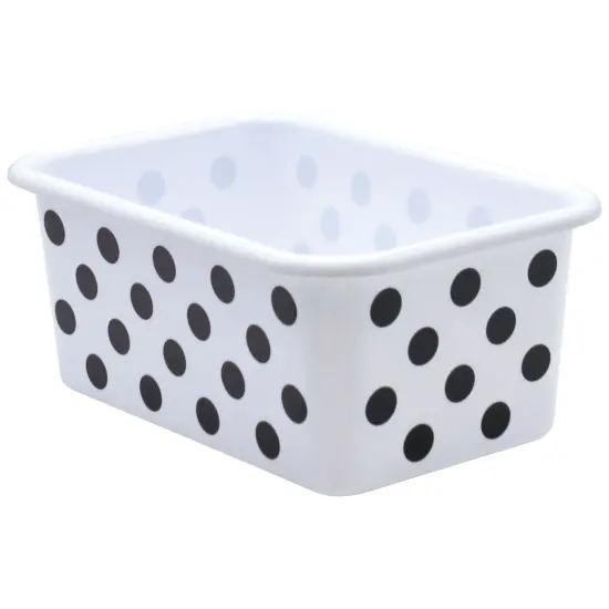 Black Polka Dots on White Small Plastic Storage Bin {1}