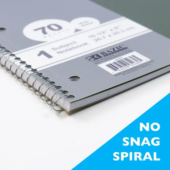 BAZIC Notebook Spiral W/R 1-Subject Morandi Poly Cover 70 Ct. {5}