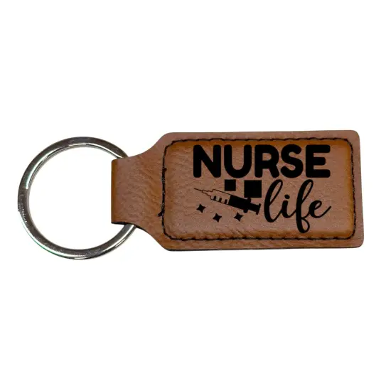 Keychain - Rectangle - Nurse Life - Leather Pink/Black {4}