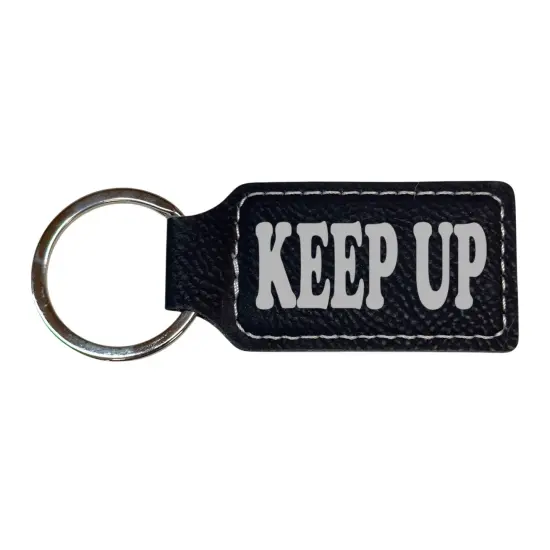 Keychain - Rectangle - Keep up - Leather Rawhide/Black {3}