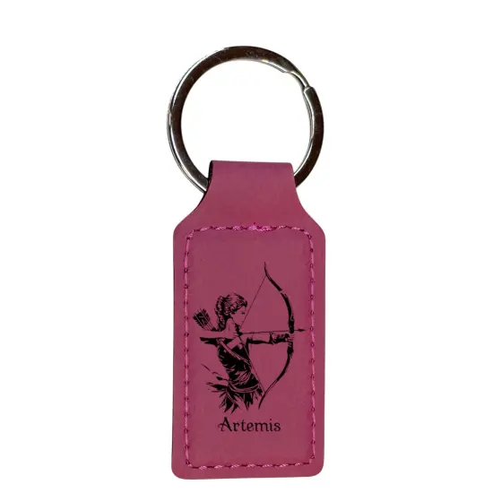 Keychain - Rectangle - Artemis - Leather Pink/Black {1}