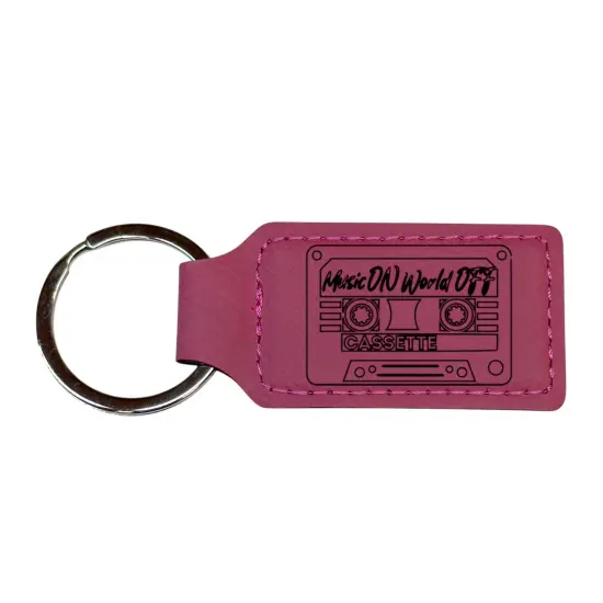 Keychain - Rectangle - Cassette - Leather Rawhide/Black {2}