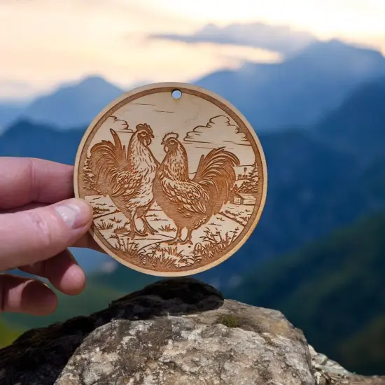 Ornament - Chicken Ranch - Raw Wood {6}