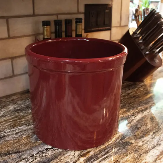 Ohio Stoneware Pickling Fermentation Crock, Handmade for Food Preservation Storage and Decor, Large 2 Gallon {6}