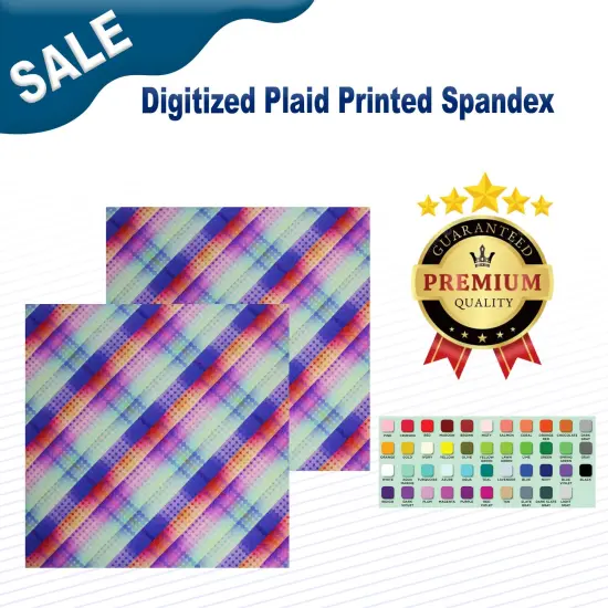 Digitized Plaid Printed Spandex Fabric {1}