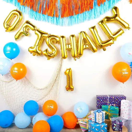 The Big One Balloons for 1st Birthday Party, Ofishally 1 Decorations (61 Pieces) Multicolor {3}