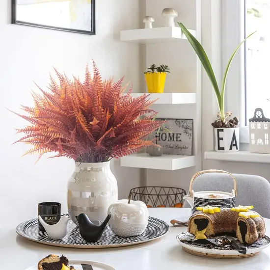 Artificial Plants, 12 Bundles of Spring Greenery Bushes Fake Boston Fern Greenery Outdoor UV Resistant Plastic Flowers (Fall Boston) {2}