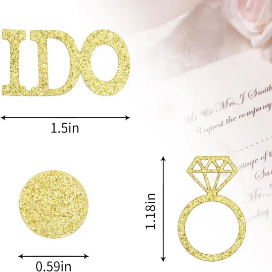 Gold Glitter Diamond Ring Confetti &ndash; Wedding, Engagement & Bridal Shower Table Scatter Decor {2}