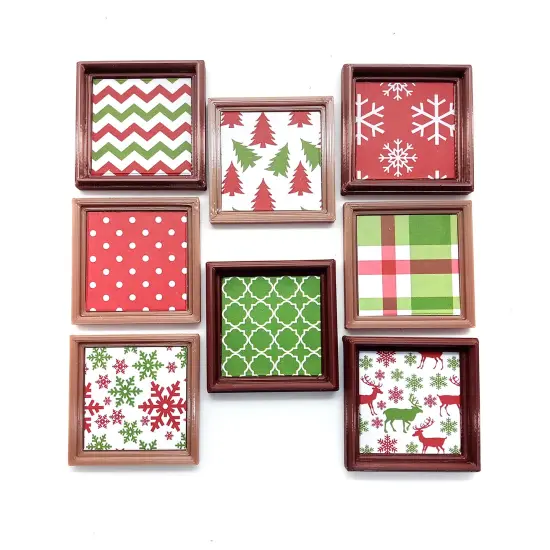 Framed Wall Art for Dollhouses, 8 Christmas Patterns, about 1 inch high, Adorabilities {6}
